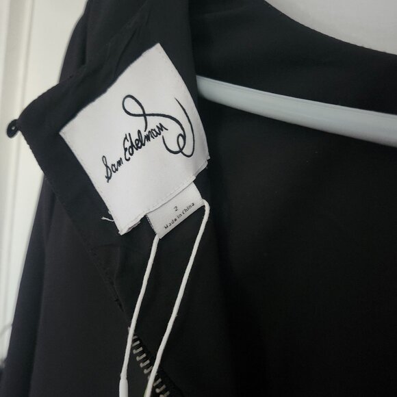 New w/Tags Sam Edelman Feather Trim 3/4 Sleeve Cocktail Dress, Black, Size 2 - Picture 5 of 5